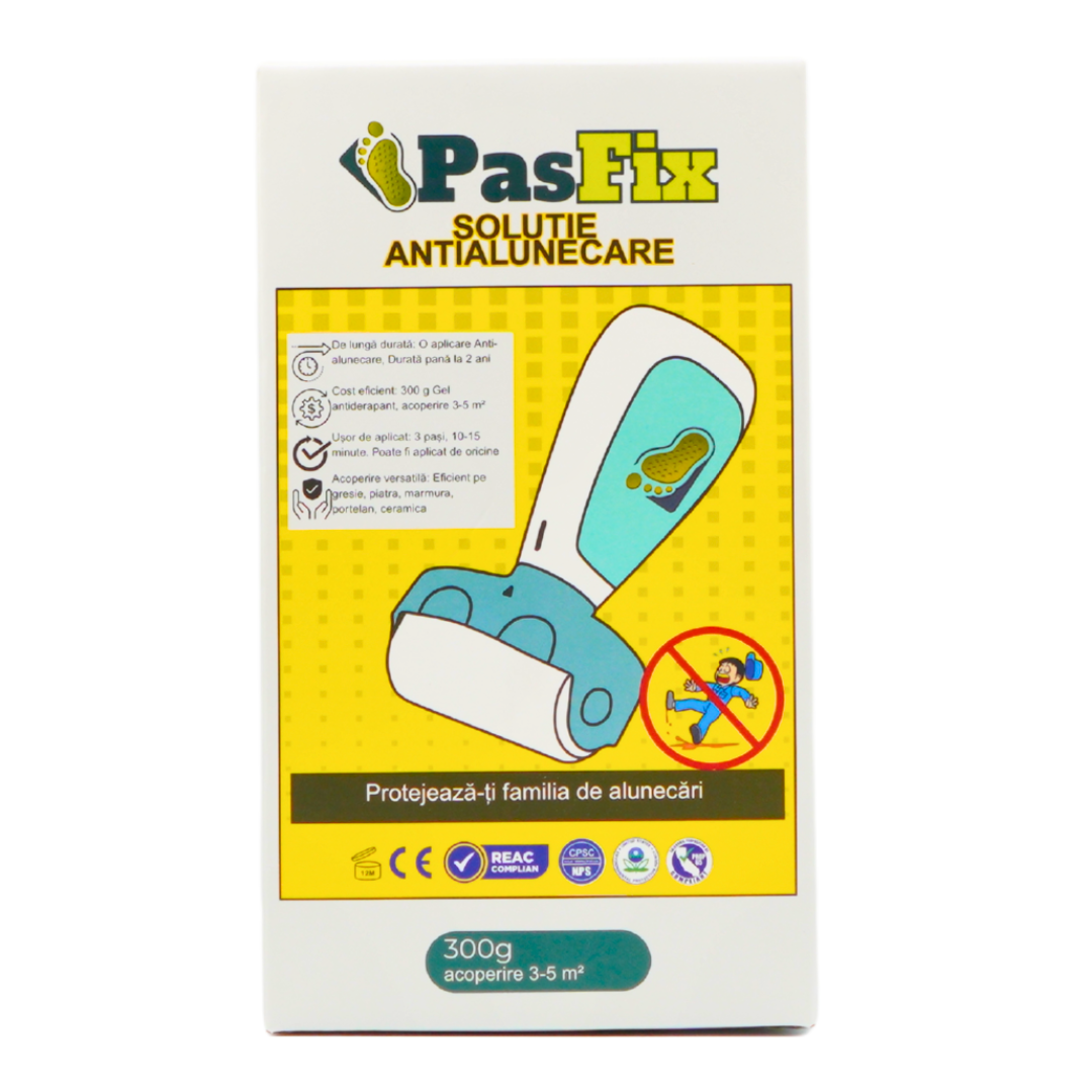 Soluție Antialunecare PasFix 300ml – Protecție sigură pentru gresie, piatră și marmură cu rolă aplicatoare