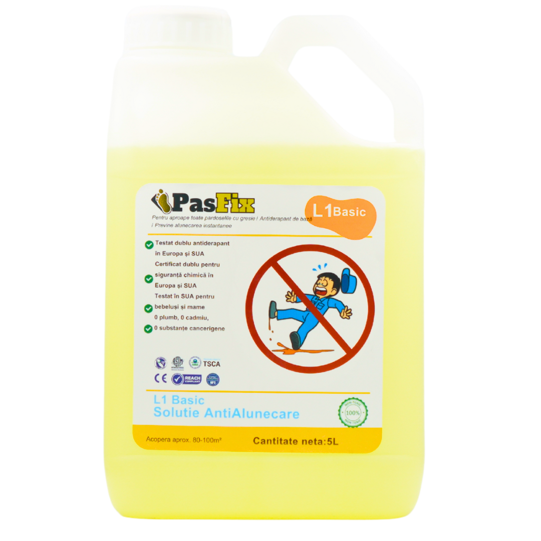Soluție Antialunecare PasFix L1 BASIC 5L – Protecție sigură pentru băi, bucătării și pardoseli cu gresie