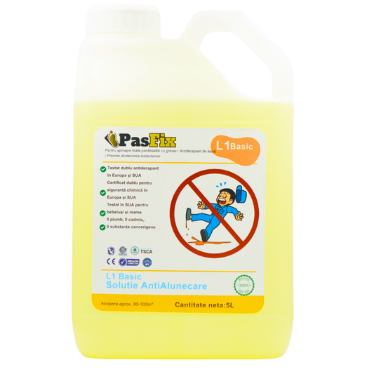 Soluție Antialunecare PasFix L1 BASIC 5L – Protecție sigură pentru băi, bucătării și pardoseli cu gresie