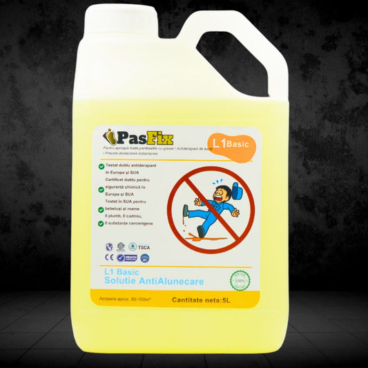 Soluție Antialunecare PasFix L1 BASIC 5L – Protecție sigură pentru băi, bucătării și pardoseli cu gresie
