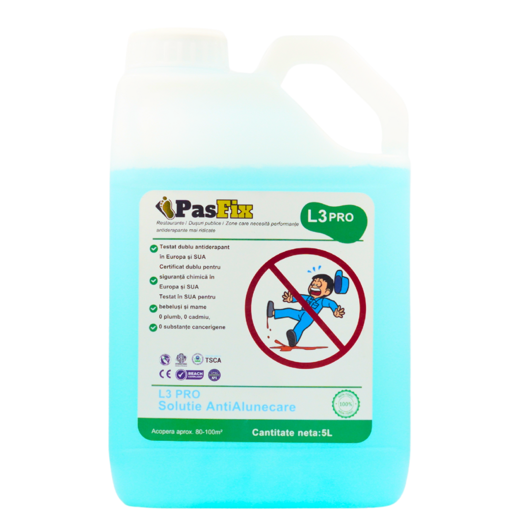 Soluție Antialunecare PasFix L3 PRO 5L – Siguranță profesională pentru restaurante, dușuri publice și zone cu trafic intens