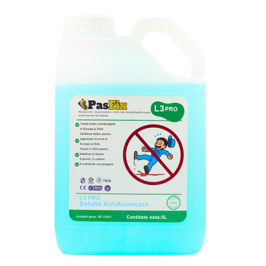 Soluție Antialunecare PasFix L3 PRO 5L – Siguranță profesională pentru restaurante, dușuri publice și zone cu trafic intens