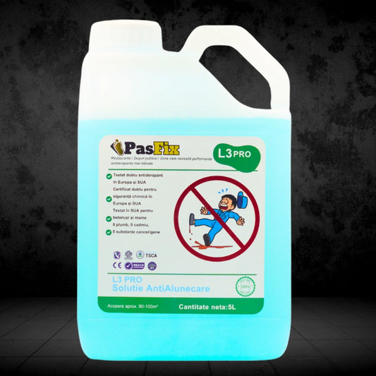 Soluție Antialunecare PasFix L3 PRO 5L – Siguranță profesională pentru restaurante, dușuri publice și zone cu trafic intens