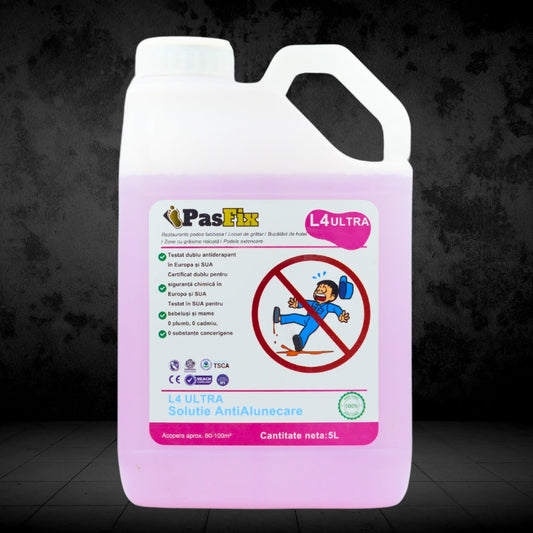 Soluție Antialunecare PasFix L4 ULTRA 5L – Protecție profesională pentru podele lucioase, bucătării de hotel și zone cu grăsime ridicată